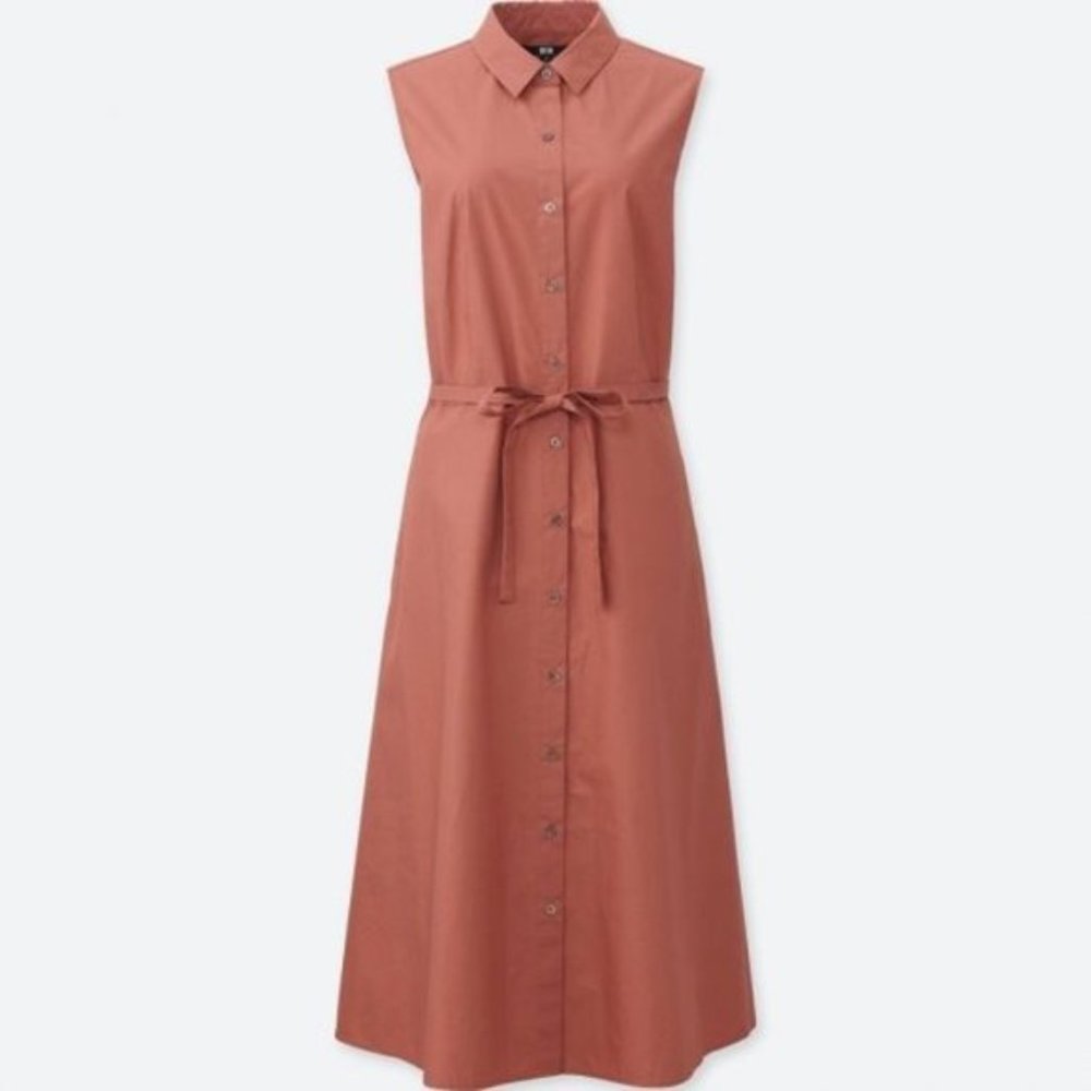 Uniqlo Sleeveless A-Line Poplin Shirt Dress
